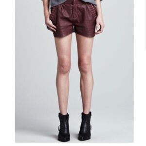 Maison Scotch Leather Shorts - Burgandy - SZ 2 / Medium - BRAND NEW